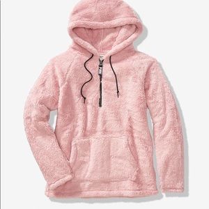 PINK Half Zip Teddy Fleece Pullover